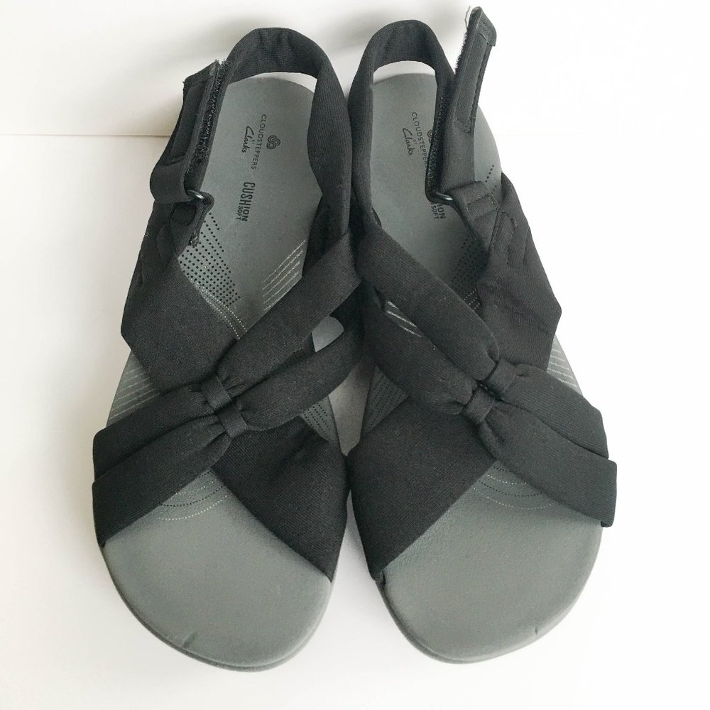Clarks Cloudsteppers Black Sandals Cushion Soft - Size 8